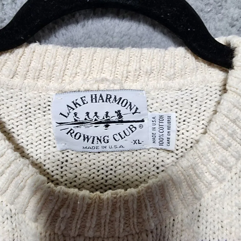 Vintage 90s Lake Harmony Rowing Club USA‎ Made Women's XL Knitted Sweater